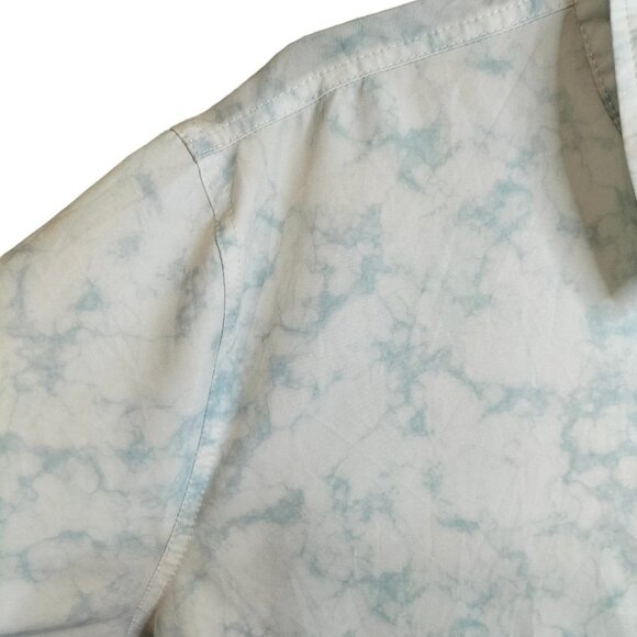 (M99) Avalanche Men's Marble White Blue Button down Shirt Size XL - Picture 3 of 5